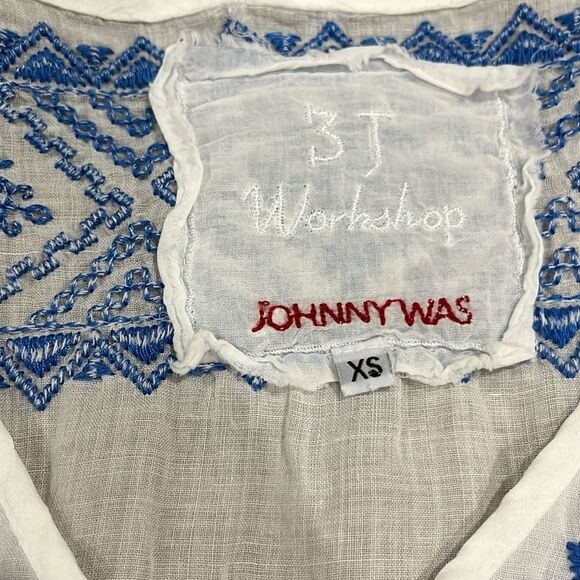 Johnny Was 3J Workshop Embroidered Kaftan Tunic Dress Shirt Women’s XS runs‎ big - Picture 7 of 8